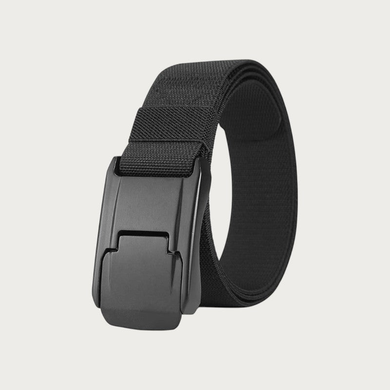 Ceinture élastique Ceintura Dario noire enroulée sur elle-même, sangle large et souple