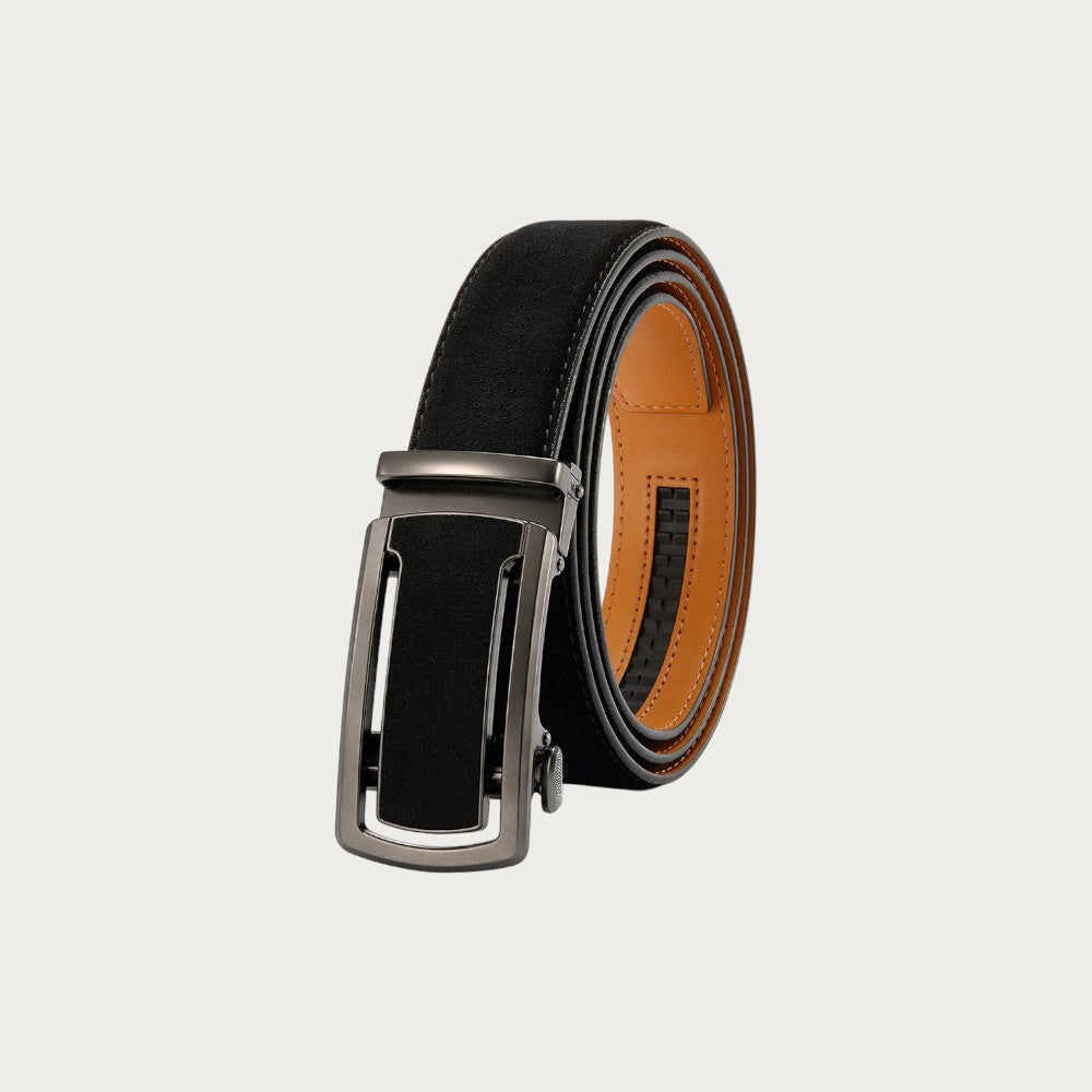 Ceinture Ceintura Crotone noire en similicuir enroulée, boucle automatique ajourée gris anthracite
