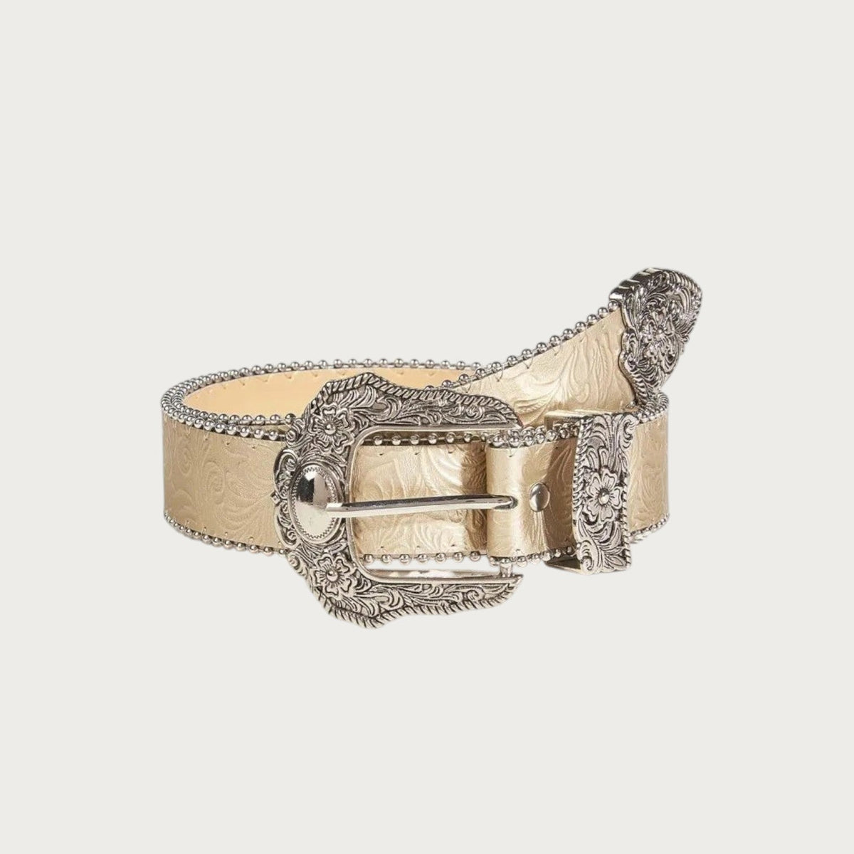 Ceinture western femme Ceintura Silvia dorée à boucle ciselée argentée et passant assorti Image