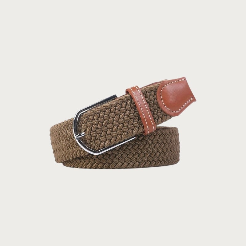 Ceinture tressée Ceintura Francesco kaki clair en toile élastique avec boucle ardillon argentée