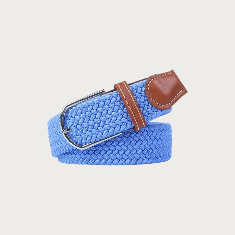 Ceinture tressée Ceintura Francesco bleu ciel en toile élastique avec boucle ardillon argentée