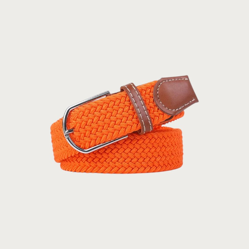 Ceinture tressée Ceintura Francesco orange en toile élastique avec boucle ardillon argentée