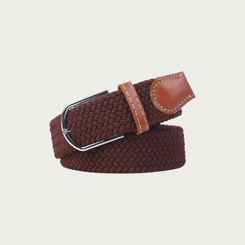 Ceinture tressée Ceintura Francesco bordeaux en toile élastique avec boucle ardillon argentée