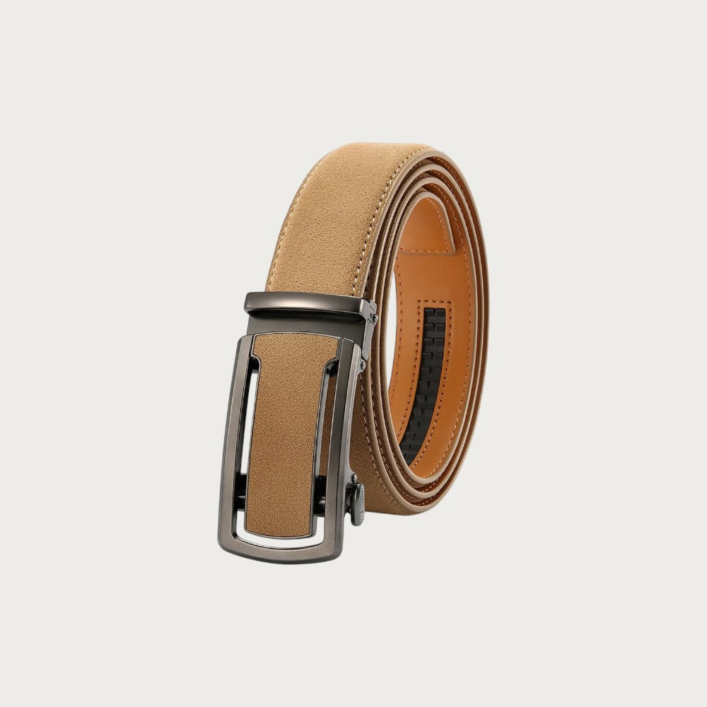 Ceinture Ceintura Crotone camel en similicuir enroulée, boucle automatique ajourée et doublure caramel