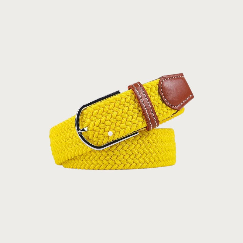 Ceinture tressée Ceintura Francesco jaune en toile élastique avec boucle ardillon argentée