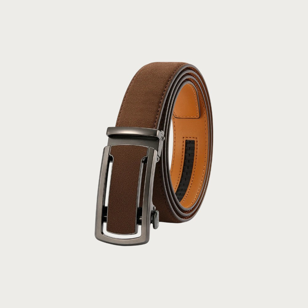 Ceinture Ceintura Crotone marron en similicuir enroulée, boucle automatique ajourée gris anthracite
