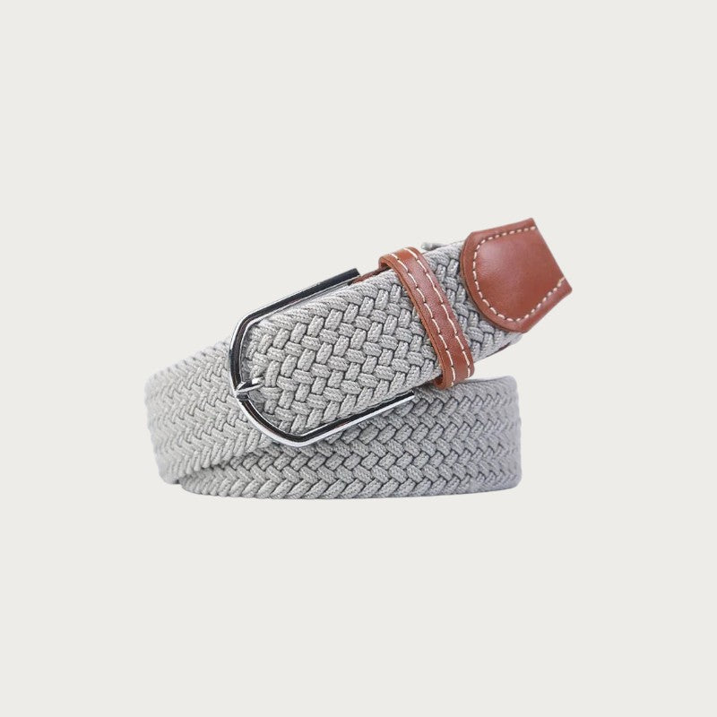 Ceinture tressée Ceintura Francesco gris clair en toile élastique avec boucle ardillon argentée