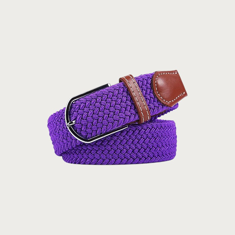 Ceinture tressée Ceintura Francesco violette en toile élastique avec boucle ardillon argentée