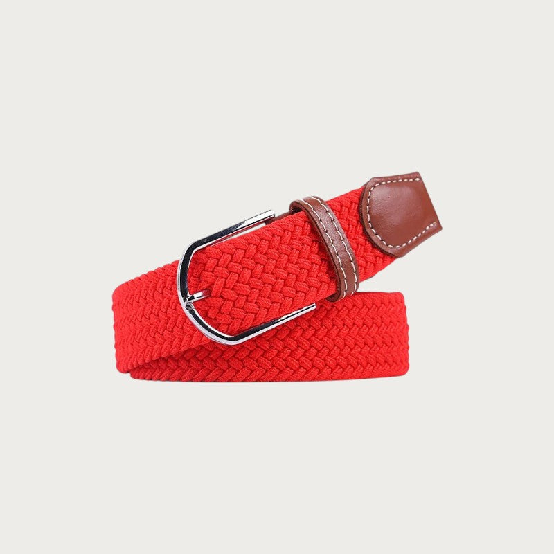 Ceinture tressée Ceintura Francesco rouge en toile élastique avec boucle ardillon argentée