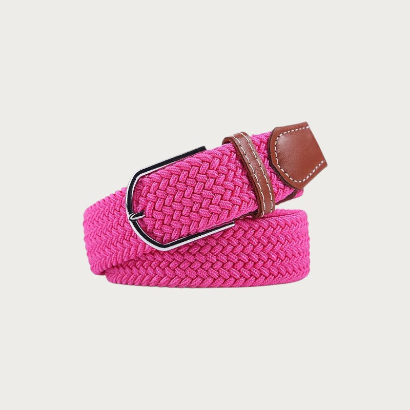 Ceinture tressée Ceintura Francesco rose fuchsia en toile élastique avec boucle ardillon argentée