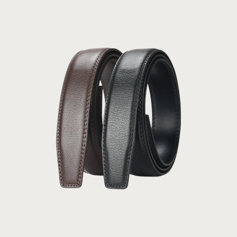 Ceintures automatiques Ceintura pour homme en cuir de vachette grainé noir et marron sans trou