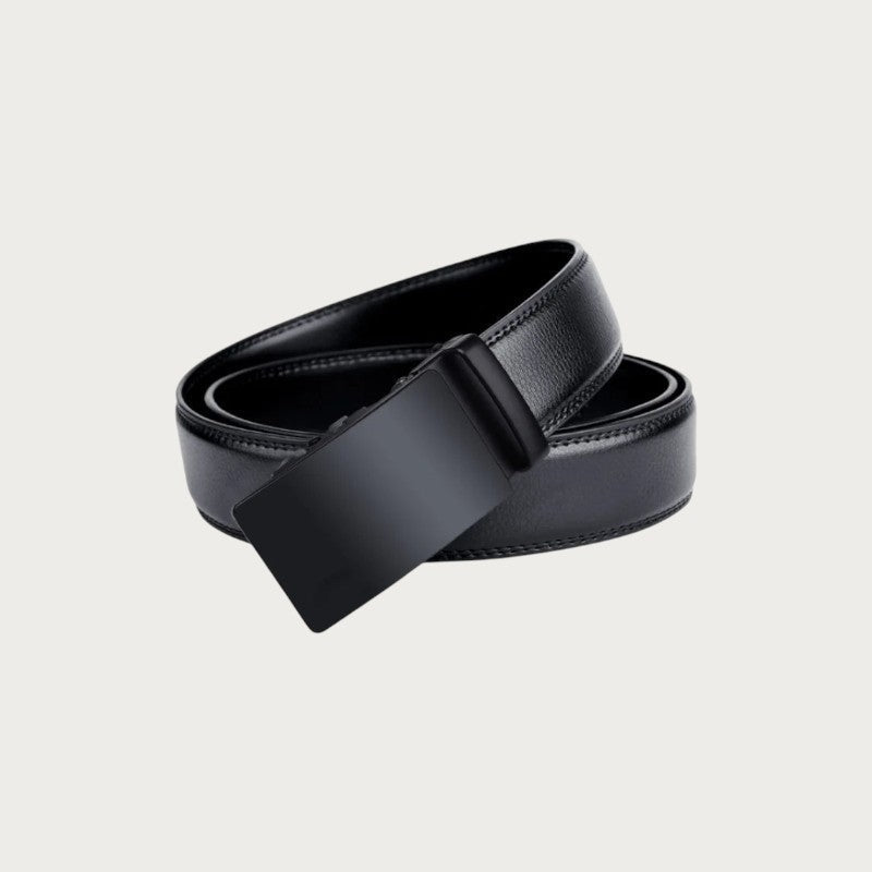 Ceinture automatique Ceintura pour homme en cuir de vachette noir avec boucle à cliquet moderne