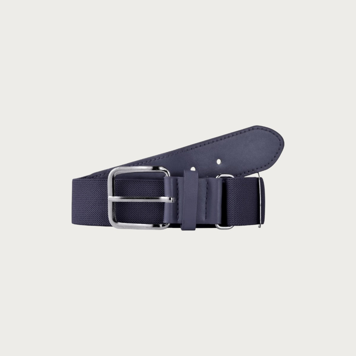 Ceintura ceinture de baseball élastique bleu marine pour enfants avec boucle en métal argenté et détails en PU
