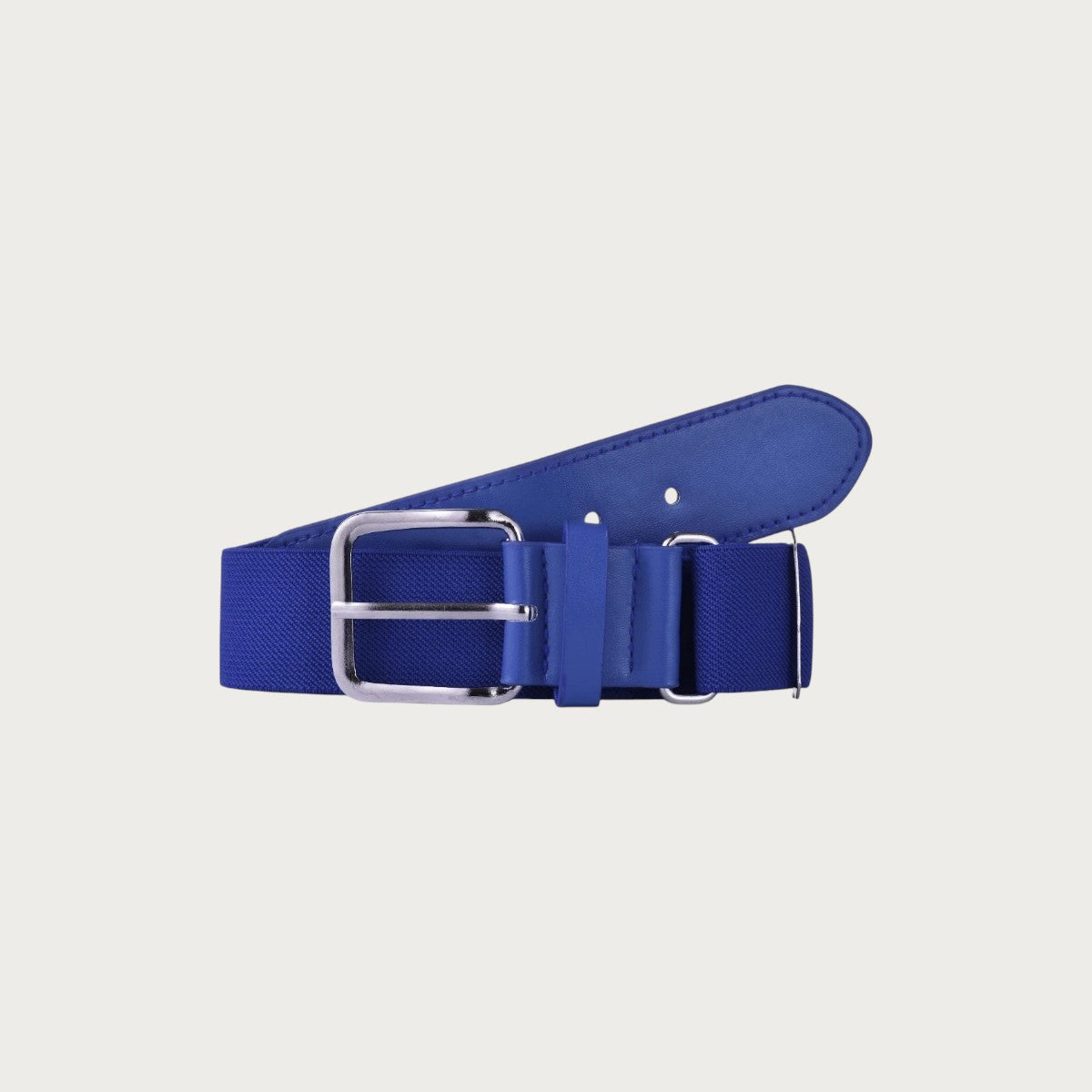 Ceinture de baseball élastique bleue pour enfants avec boucle en métal argenté et détails en similicuir