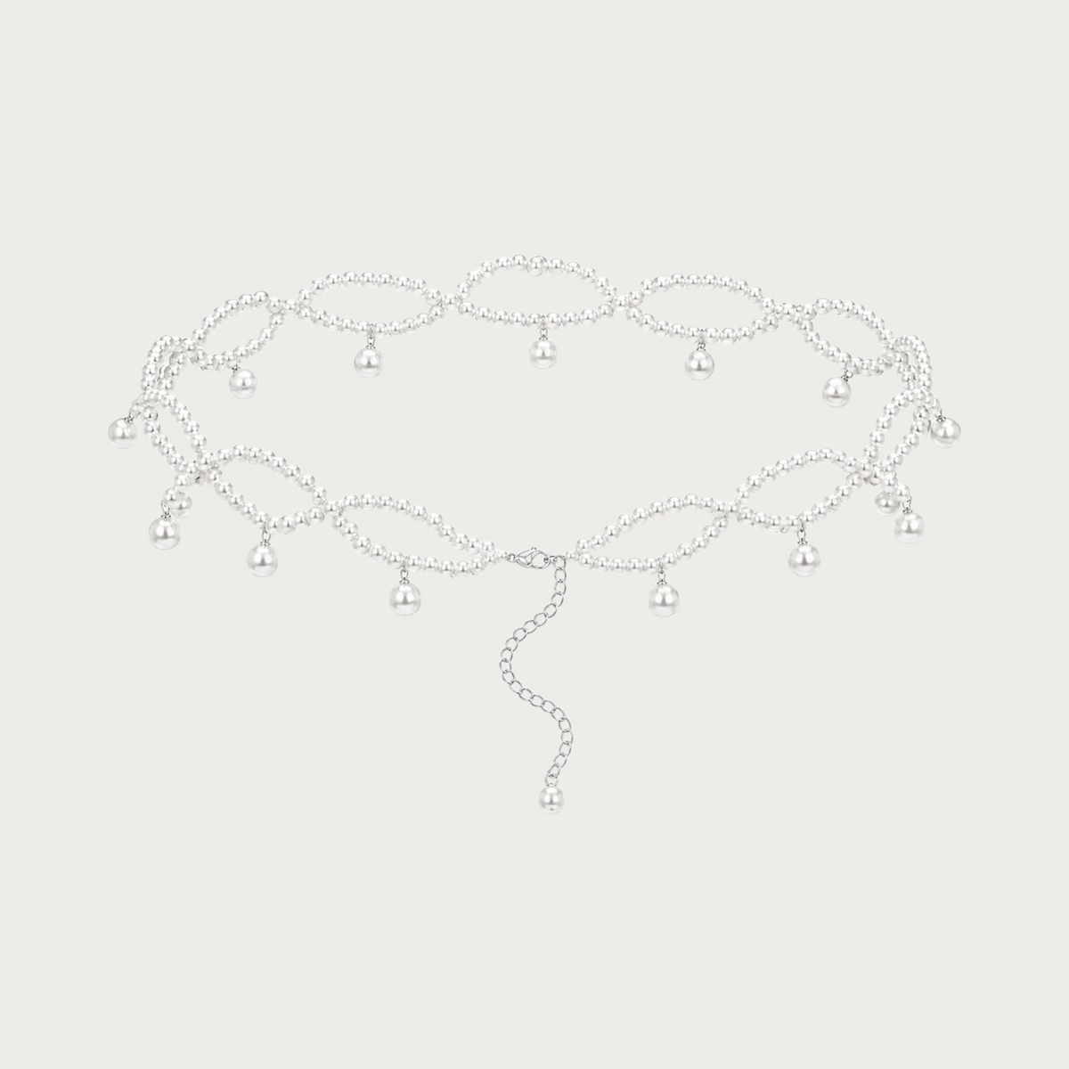 Ceinture bijoux Ceintura Perla ornée de perles nacrées en motif festoné avec pampilles et chaînette de réglage