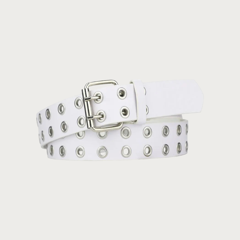 Ceinture Ceintura blanche en similicuir avec œillets métalliques style rock punk pour femme