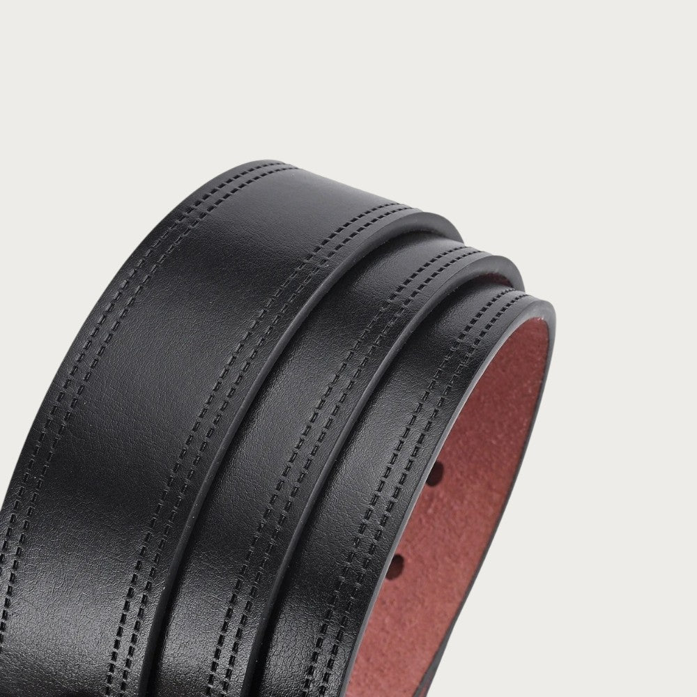 Ceinture casual Ceintura Milano noire en similicuir avec double surpiqûre et revers ton camel
