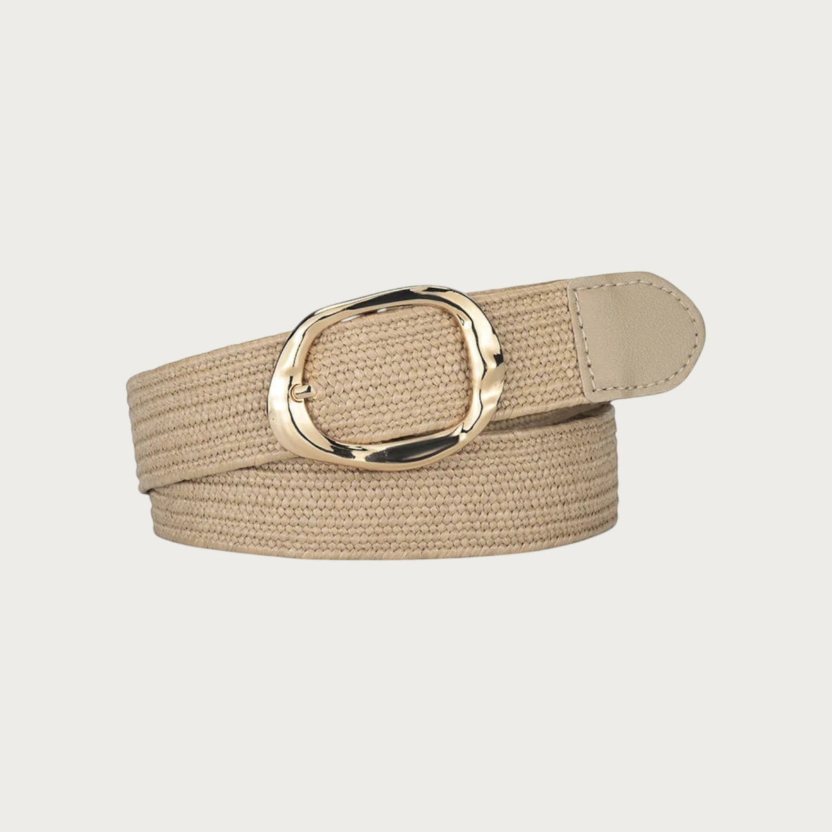 Ceinture Ceintura Stella beige en corde tressée avec boucle ovale dorée martelée pour femme