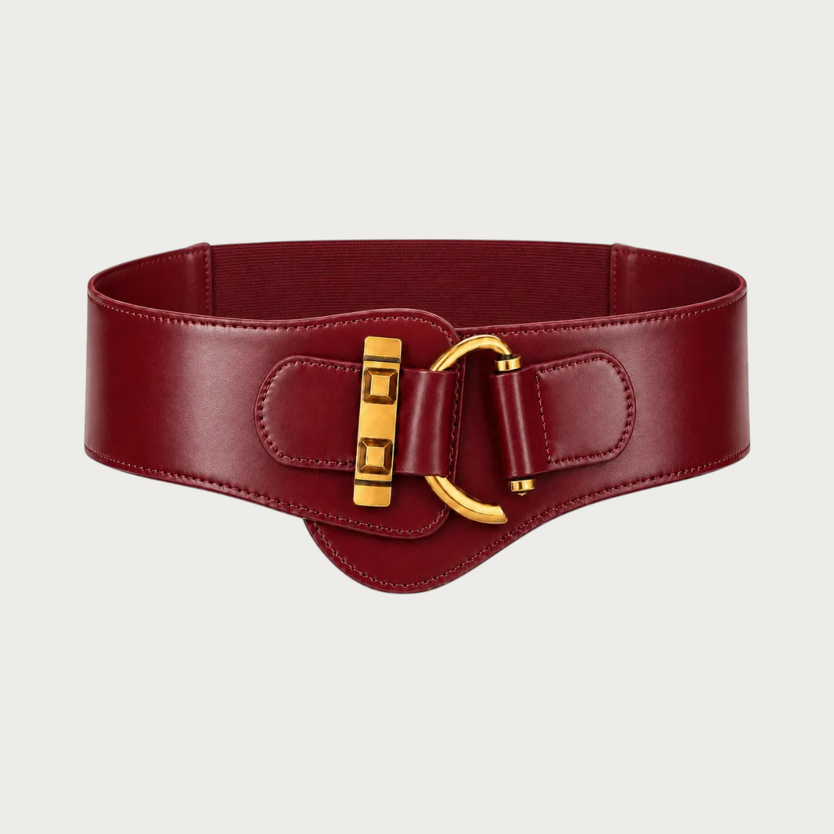 Ceinture corset élastique bordeaux Ceintura avec large bande souple et fermoir doré rectangulaire élégant