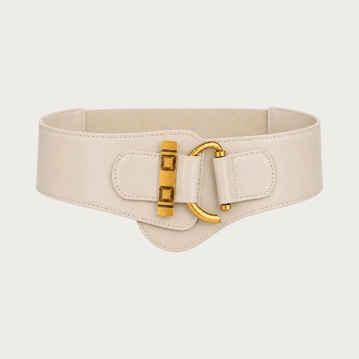 Ceinture corset élastique beige Ceintura avec large bande souple et fermoir doré rectangulaire et anneau