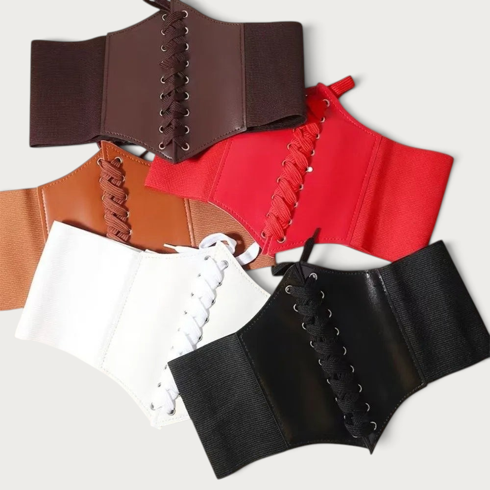 Ceintura ceinture corset large pour femme en similicuir avec laçage frontal disponible en plusieurs coloris