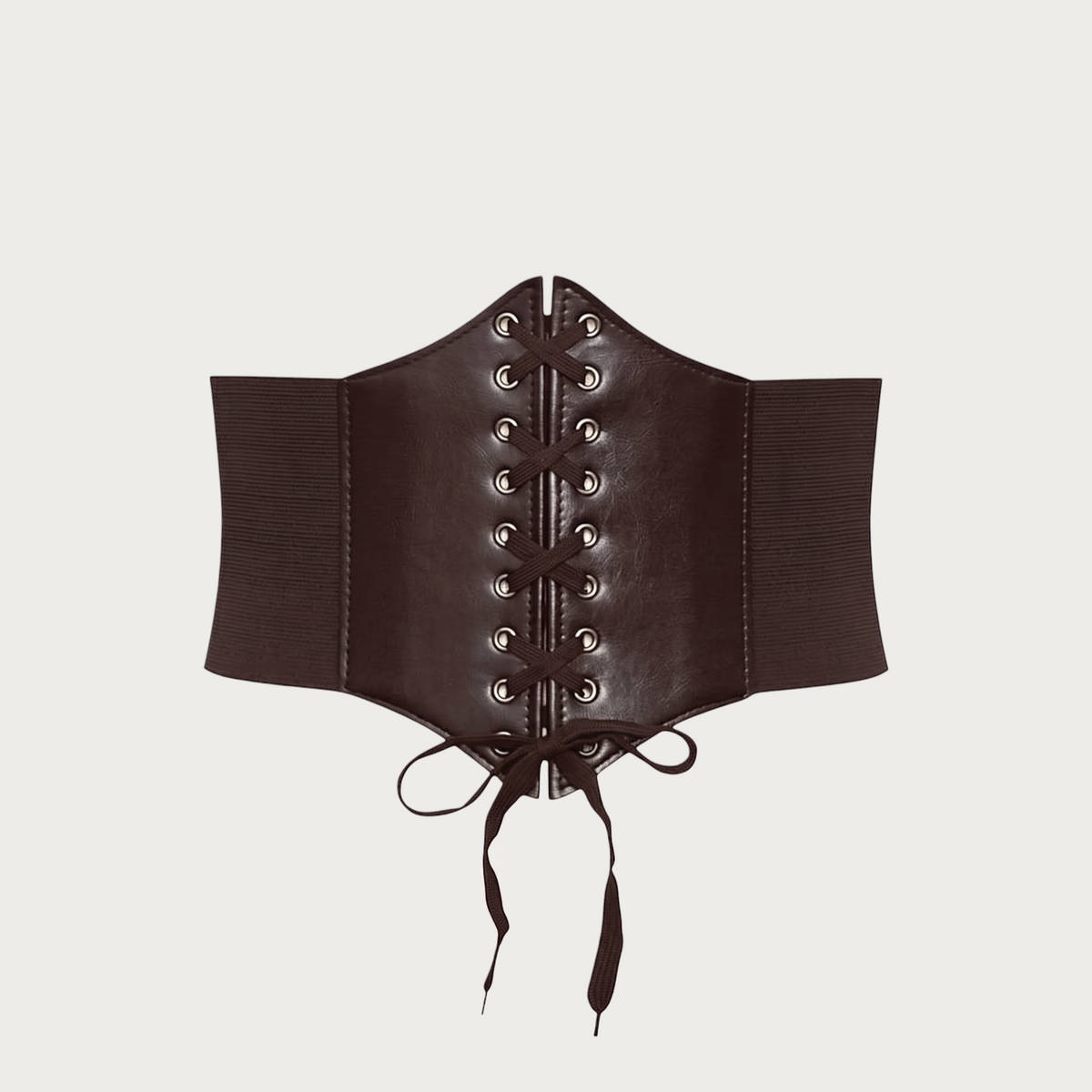 Ceinture corset large Ceintura marron avec laçage textile croisé sur œillets métalliques et dos élastique