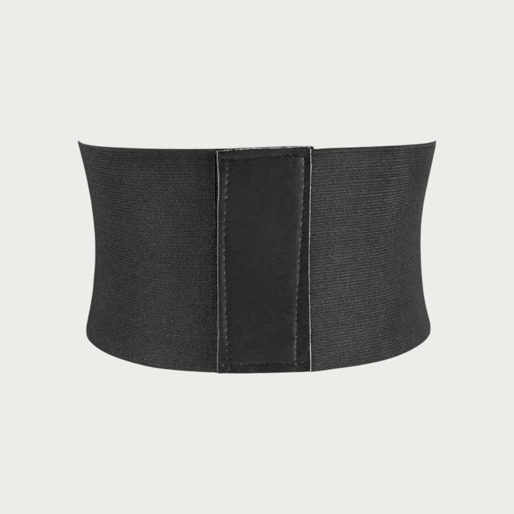 Ceinture large style corset noire en similicuir et tissu élastique de la marque Ceintura pour femme