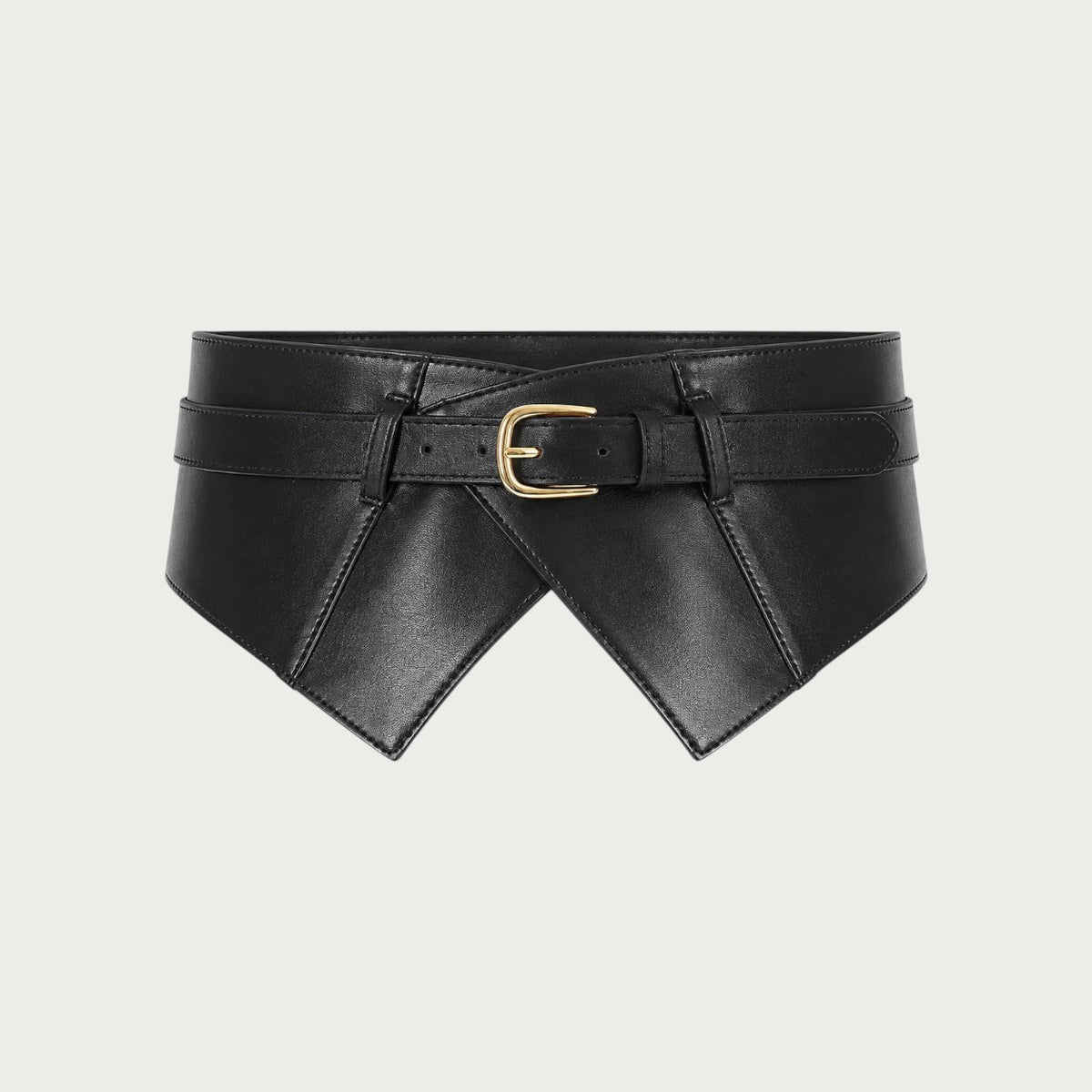 Ceinture large Ceintura style corset en similicuir noir avec sangle fine et boucle dorée pour structurer la taille