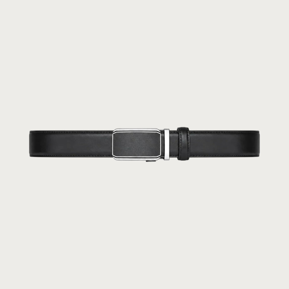 Ceinture de costume Ceintura Raffaele noire en cuir de vachette lisse avec boucle automatique à cliquet sans trou