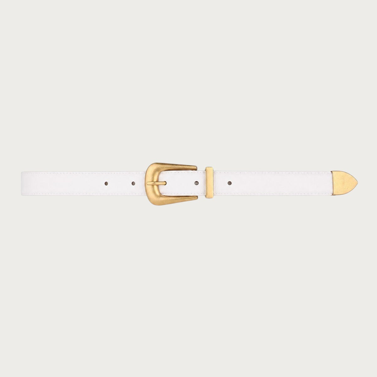 Ceinture femme Ceintura Sienne en cuir blanc lisse avec boucle dorée sculptée au design western moderne