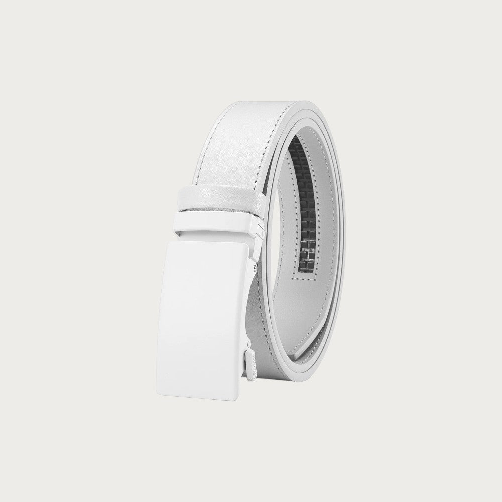 Ceinture Ceintura Viterbo blanche en cuir de vachette avec boucle automatique plate et minimaliste