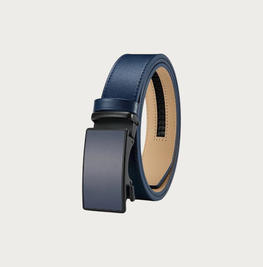 Ceinture Ceintura Arezzo bleu marine en cuir lisse avec boucle automatique sombre et doublure crème
