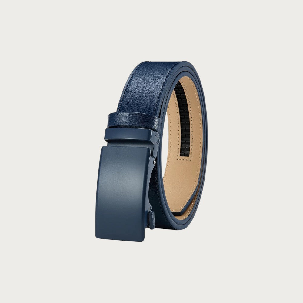Ceinture Ceintura Viterbo bleu marine en cuir de vachette avec boucle automatique plate et minimaliste