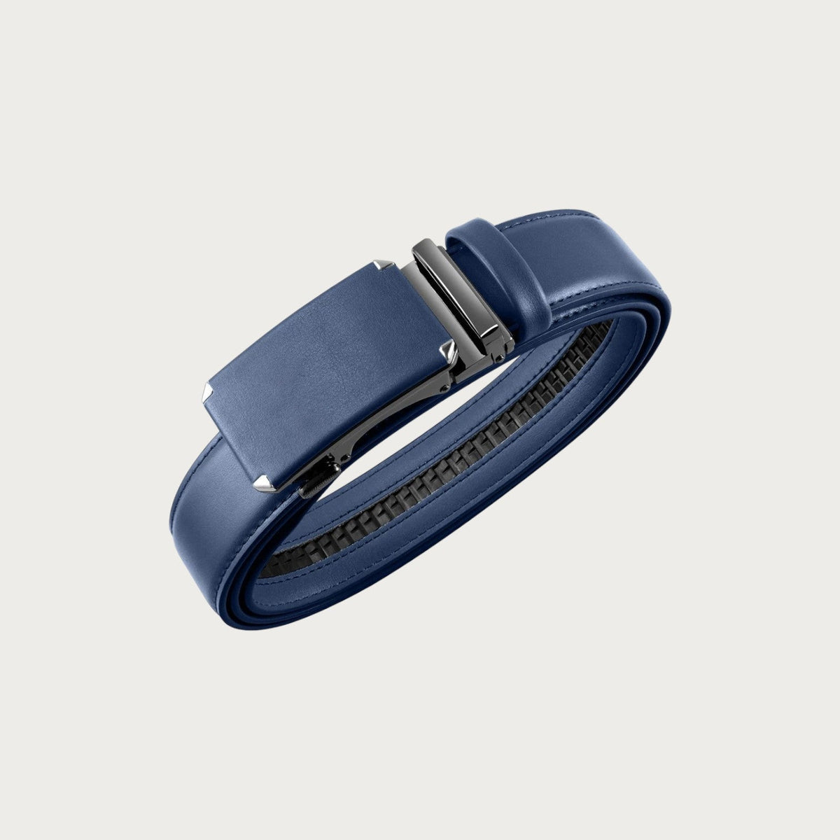 Ceinture de costume Ceintura en cuir bleu marine avec boucle automatique en métal brossé et système de réglage précis