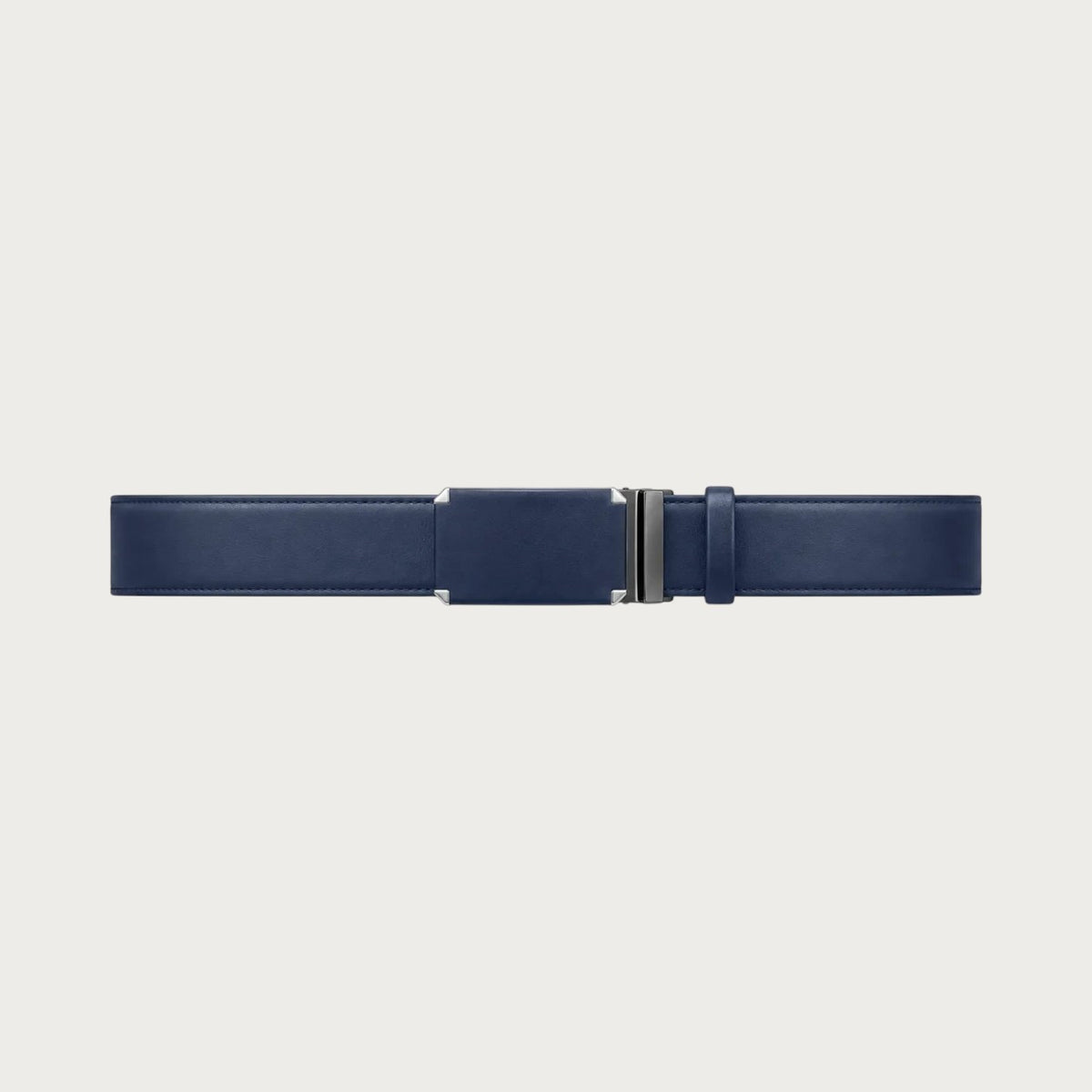 Ceinture de costume homme Ceintura Valerio en cuir bleu marine avec boucle automatique en métal brossé