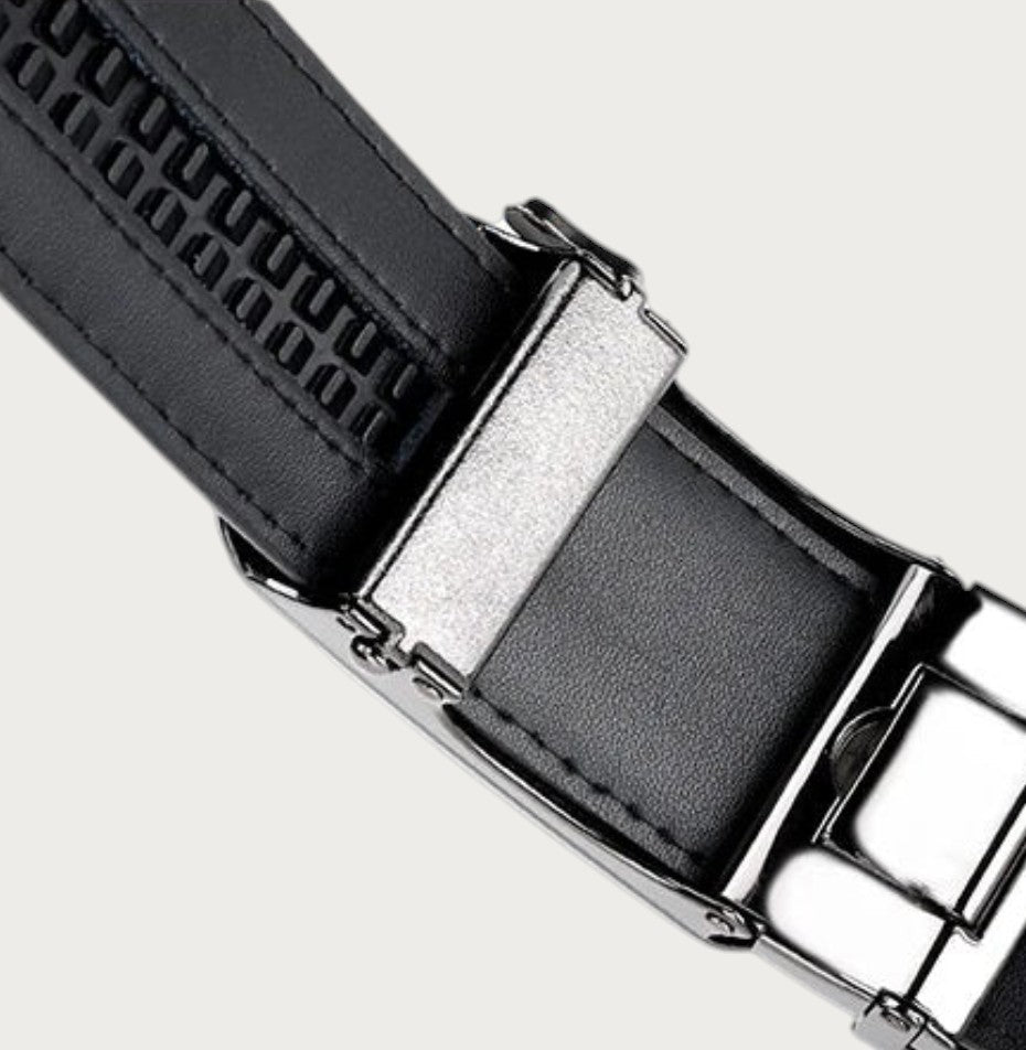 Ceinture de costume Ceintura Raffaele en cuir noir avec boucle automatique à cliquet sans trou apparent