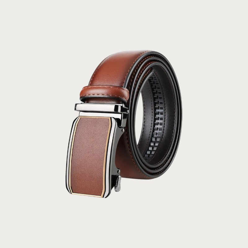 Ceinture Ceintura Raffaele brun clair enroulée, boucle automatique argentée et crémaillère de réglage visible