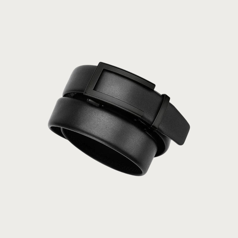 Ceinture de costume Ceintura Cosimo noire en cuir de vachette lisse avec boucle automatique à cliquet rectangulaire