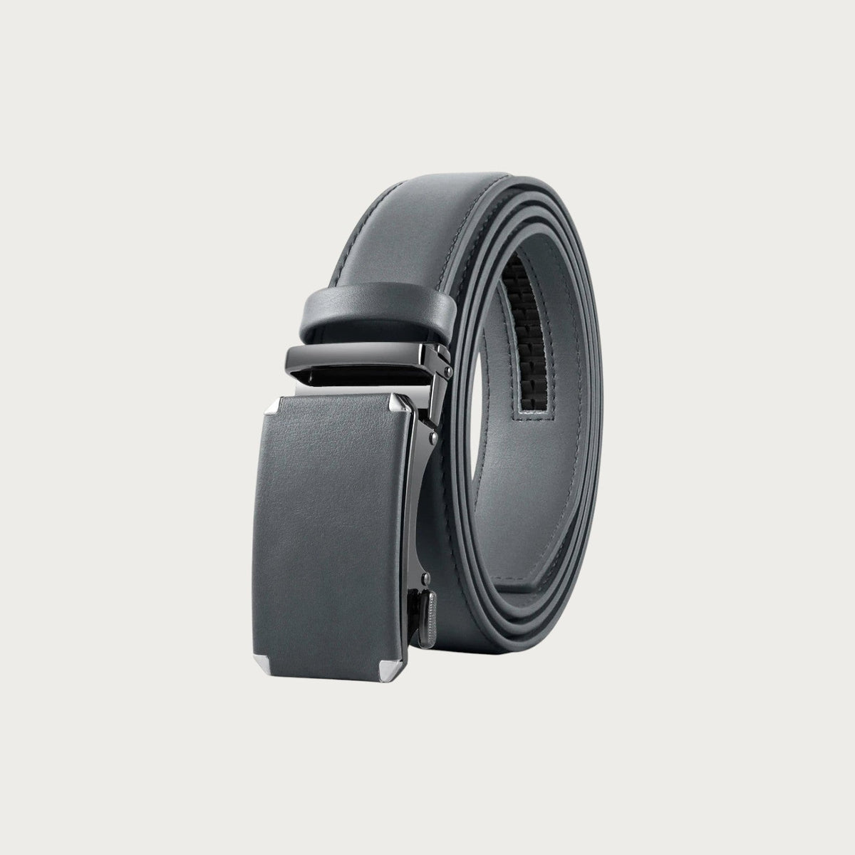 Ceinture de costume Ceintura Valerio en cuir gris avec boucle automatique en métal brossé pour homme