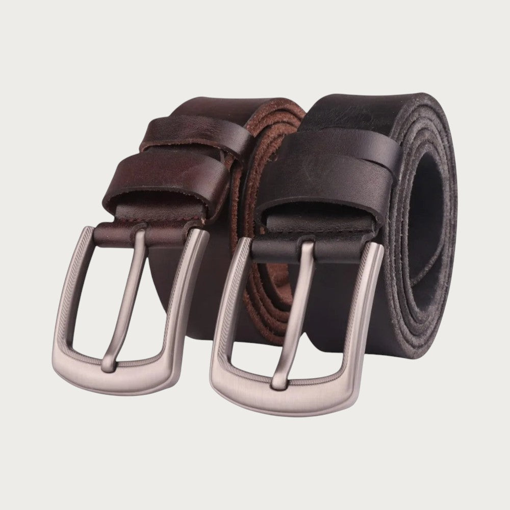 Ceintura ceinture pour homme en cuir de vachette pleine fleur avec boucle ardillon en alliage de zinc