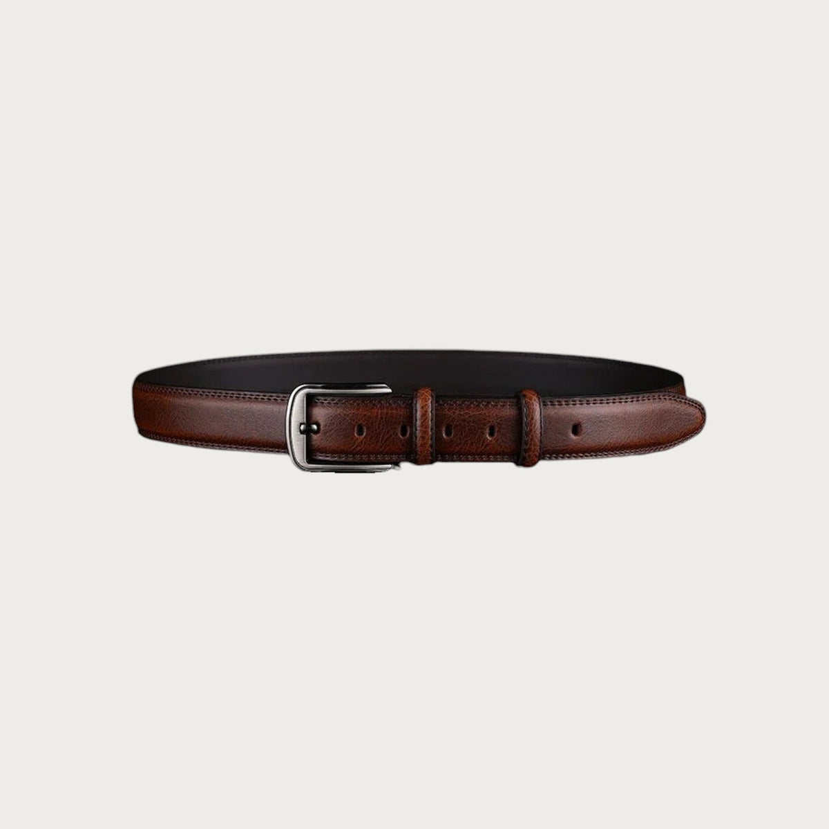 Ceinture Ceintura Savona pour homme en cuir lisse marron avec boucle ardillon en métal argenté