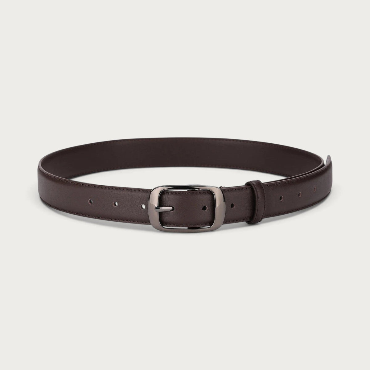 Ceinture Ceintura pour femme en cuir lisse marron avec une boucle ardillon argentée élégante