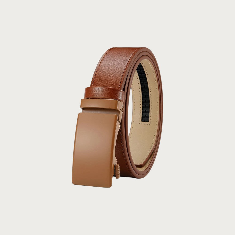 Ceinture Ceintura Viterbo marron en cuir de vachette avec boucle automatique plate et minimaliste