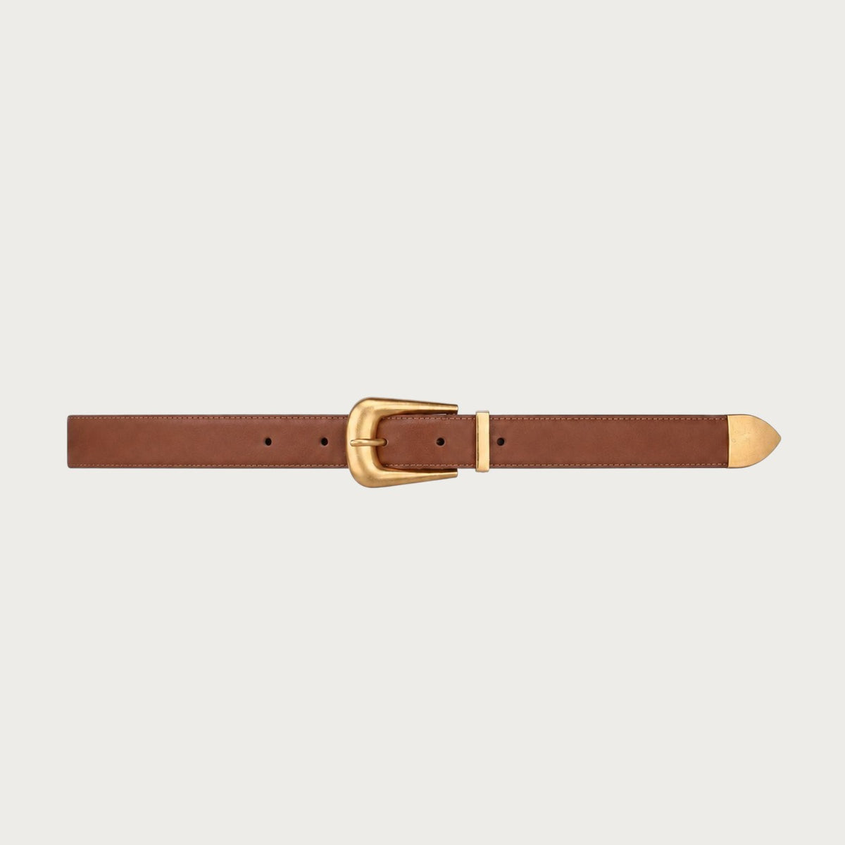 Ceinture Ceintura Sienne en cuir marron lisse avec boucle dorée sculptée et finition western élégante