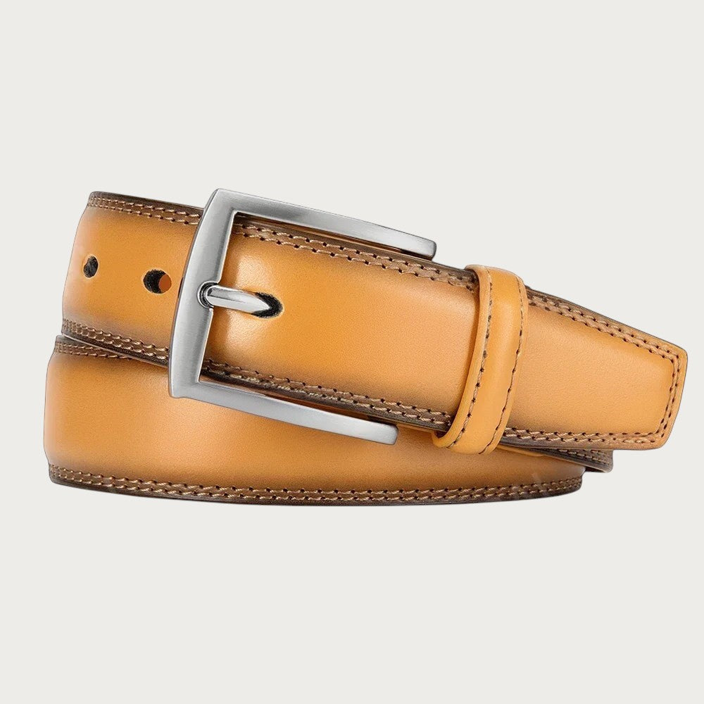 Ceintura ceinture pour homme en cuir véritable marron clair avec boucle ardillon en métal argenté