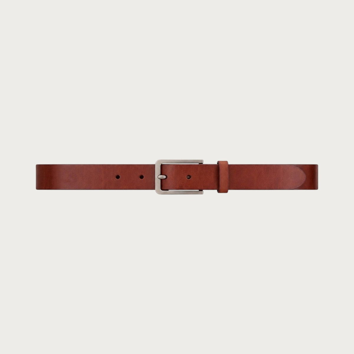 Ceinture casual homme Ceintura en cuir de vachette marron avec une grosse boucle ardillon en métal vieilli