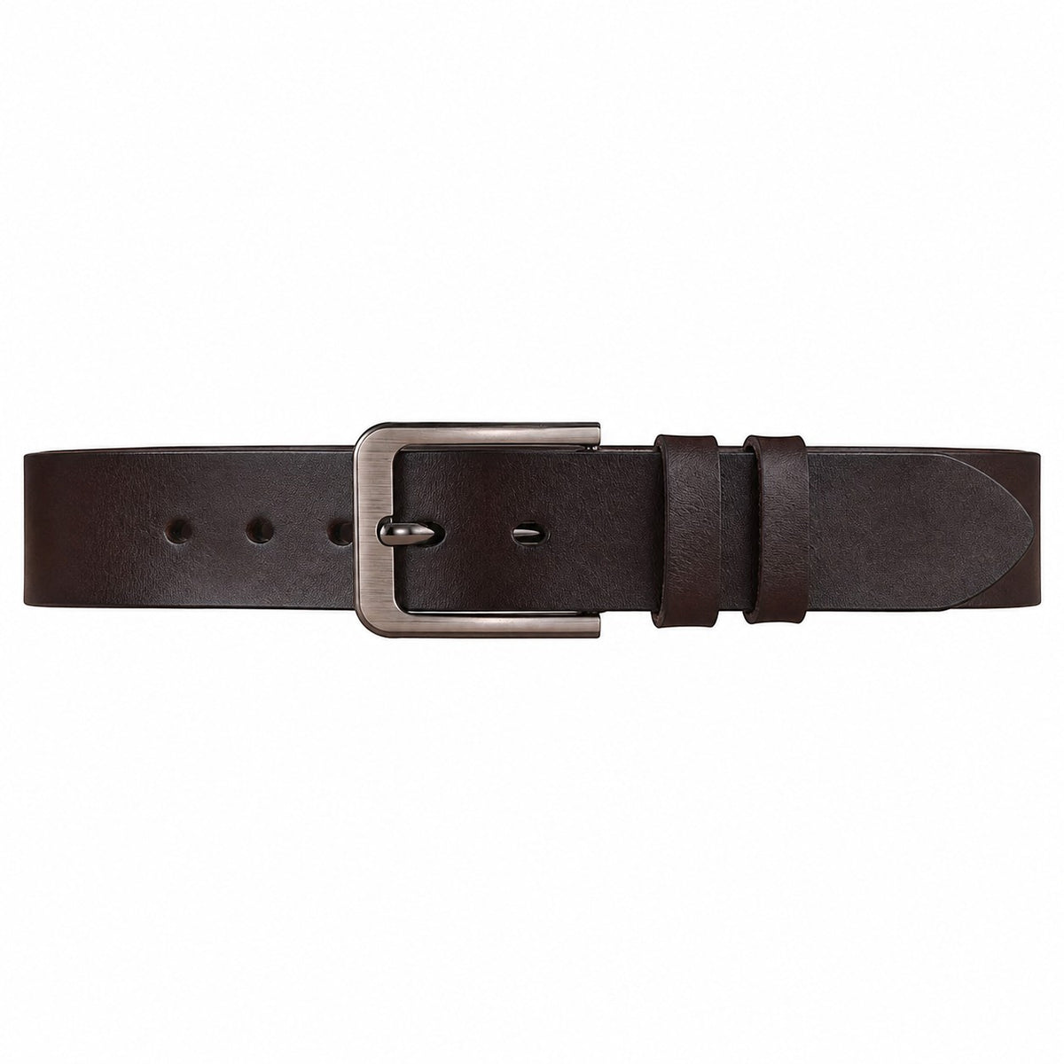Ceinture homme en cuir marron grande taille avec boucle ardillon métallique classique par Ceintura