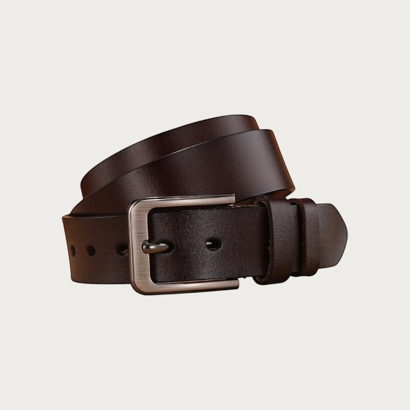 Ceintura ceinture homme en cuir marron foncé avec boucle ardillon classique pour un style décontracté