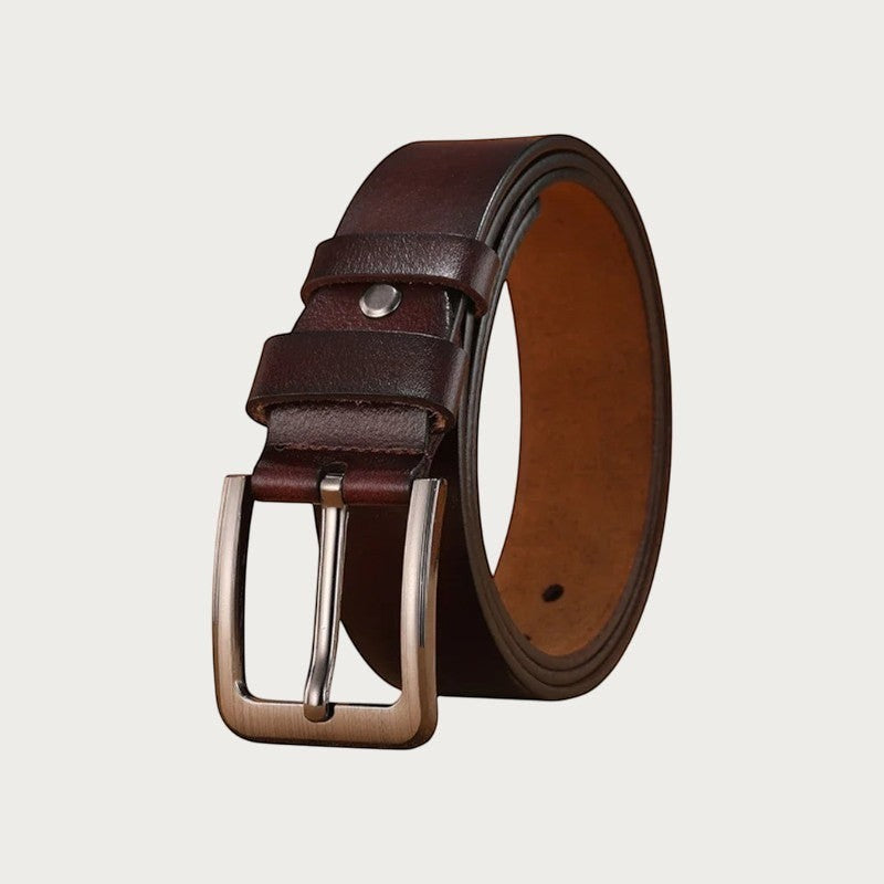 Ceinture homme en cuir véritable marron de la marque Ceintura avec une boucle ardillon classique en métal