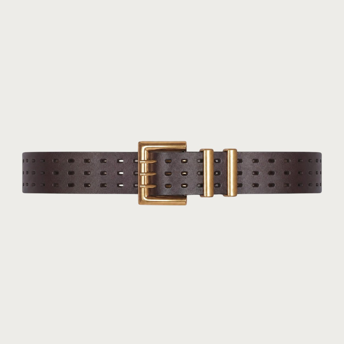 Ceintura ceinture large pour femme en cuir de vachette marron avec boucle ardillon triple en bronze